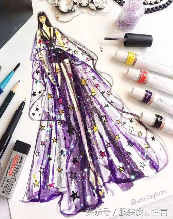 时装手绘|用指甲油画出高定时装的新加坡女插画师ChanClayrene