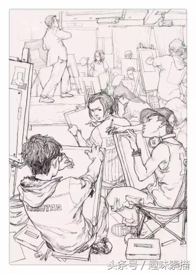 场景速写中的中心、构图、情节、动态、道具及背景的合理画法分析