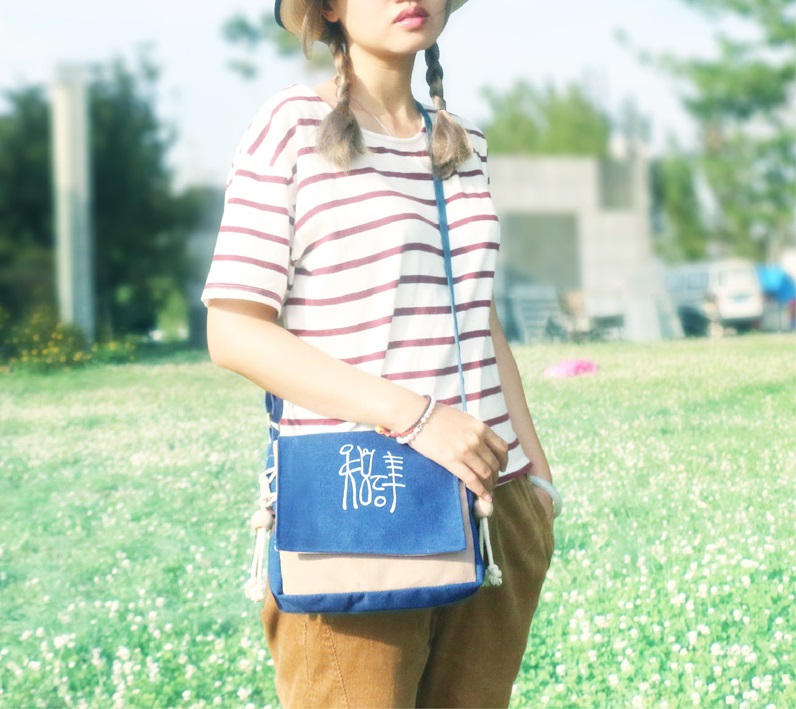 种草岛国帆布包包,清新背上身