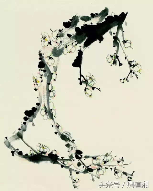 梅花花朵的国画画法视频,大写意梅花枝干国画画法
