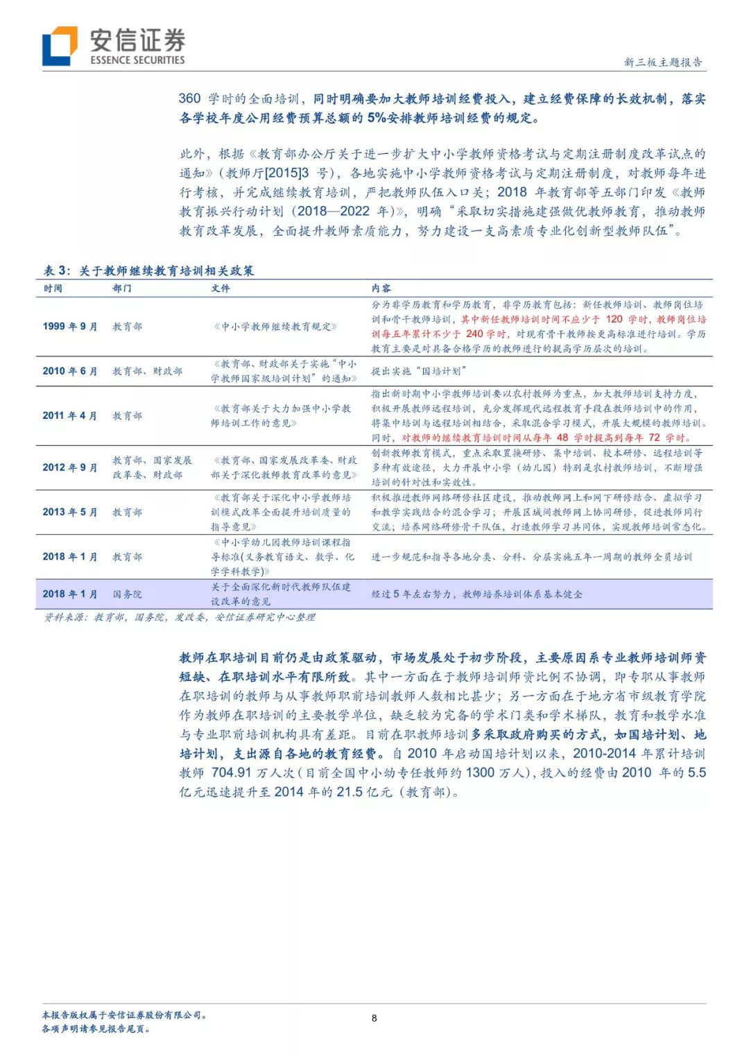 九月，敬师者！——安信新三板教师培训细分赛道专题研究报告「诸海滨团队」