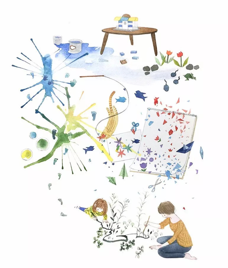 手绘妈妈和女儿的日常生活，温暖而感人