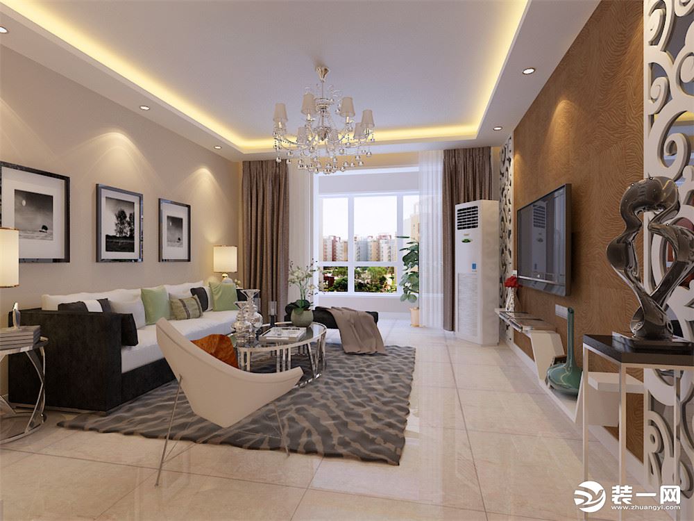 93平三室简装17万，餐厅半圆吊顶标新立异，青岛星雨华府绝无第二