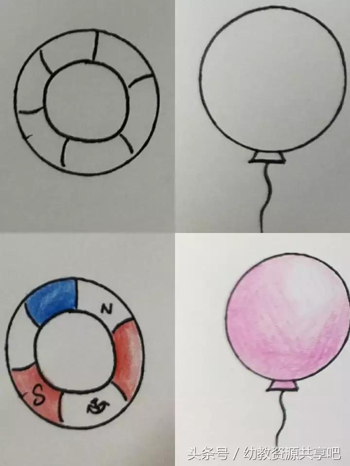 圆形能画出什么图案简笔画,圆形简笔画100个物品