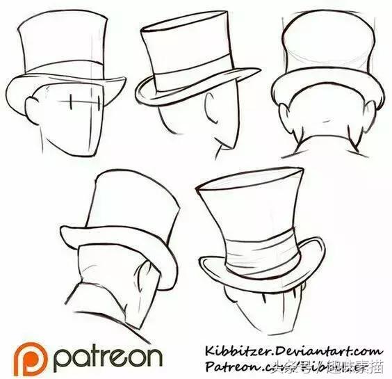 动漫人物帽子画法慢教程,各种各样的帽子画法