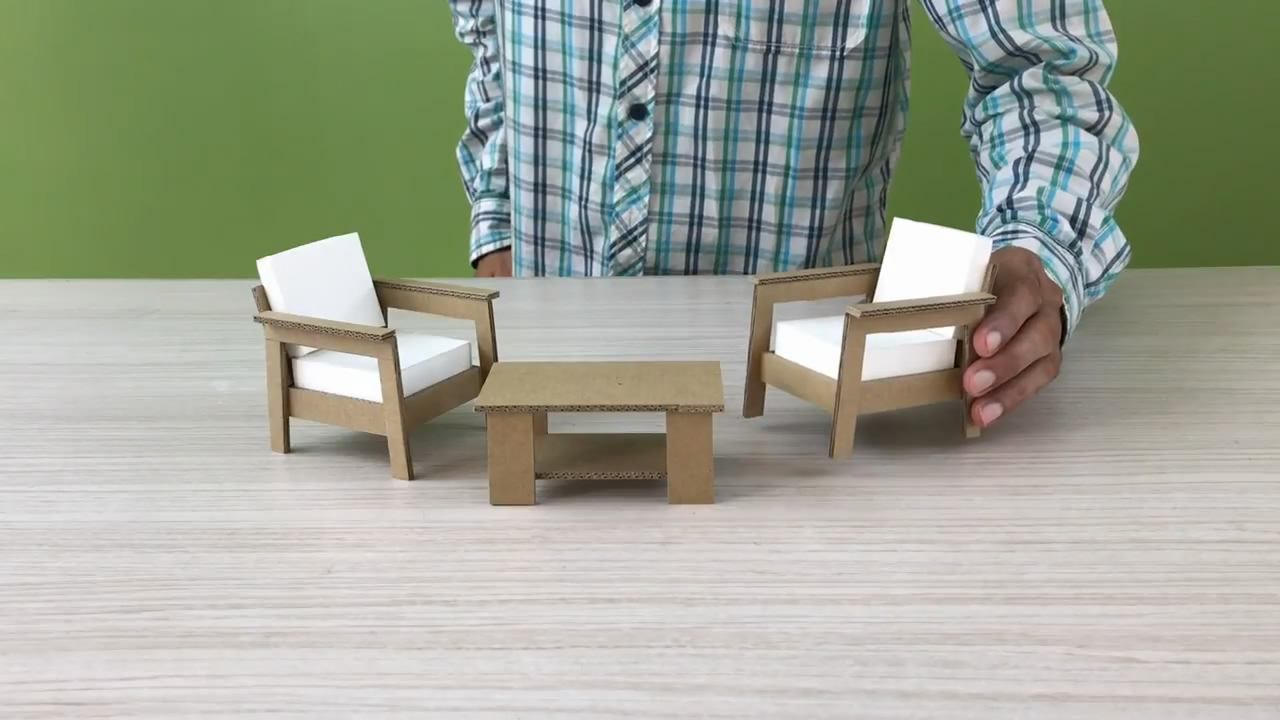 纸板椅子制作教程,纸板迷你家具制作方法