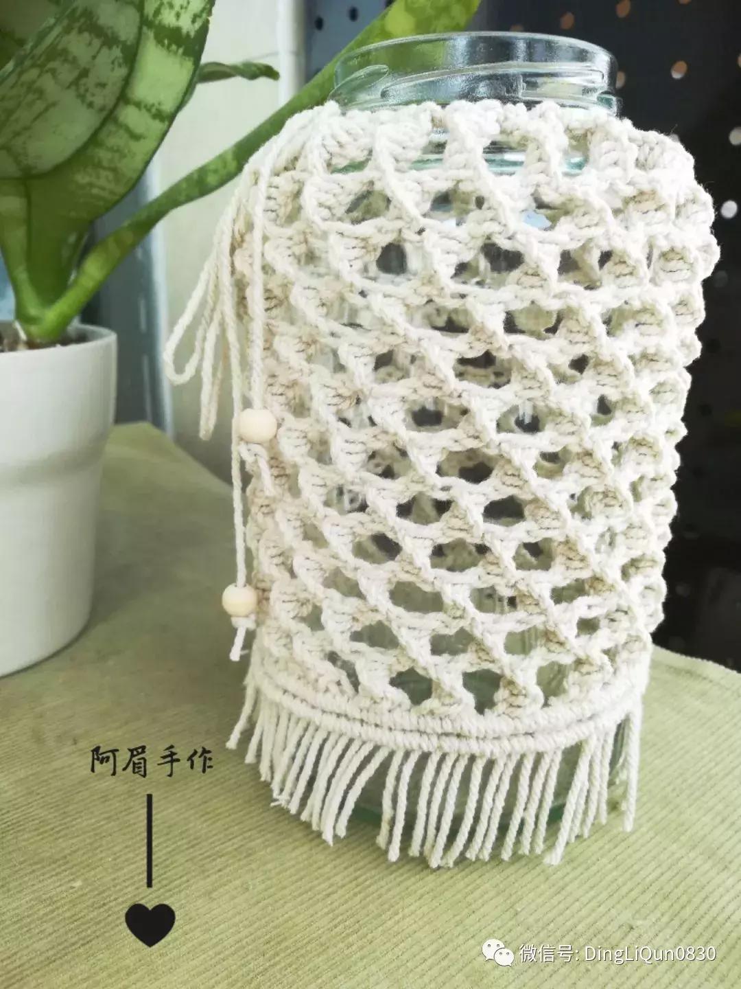 棉线手编吊灯罩教程,绳编灯罩教程