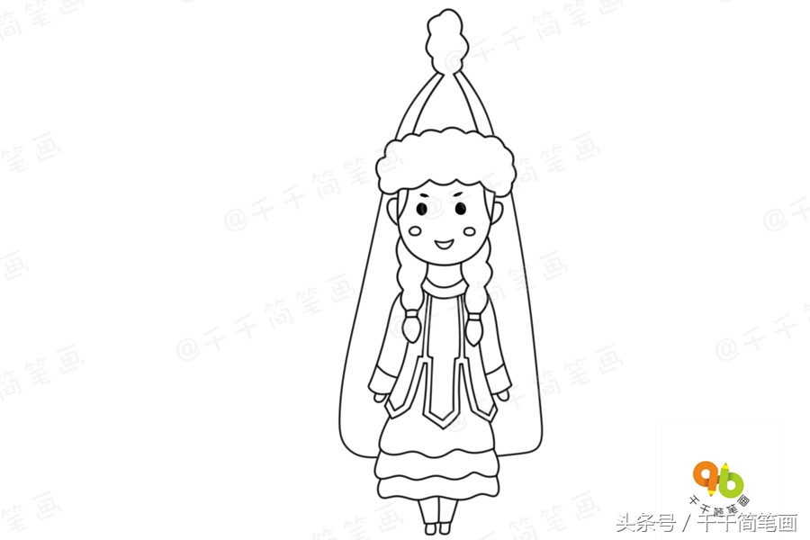 少数民族服饰简笔画超简单,广西少数民族服饰简笔画