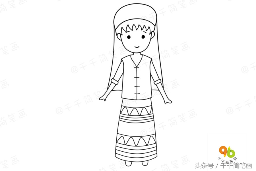 少数民族服饰简笔画超简单,广西少数民族服饰简笔画