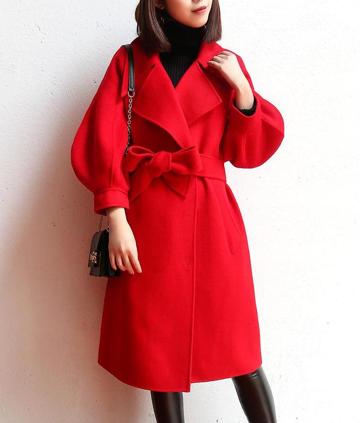秋冬红色羊绒大衣女,红色大衣推荐秋冬