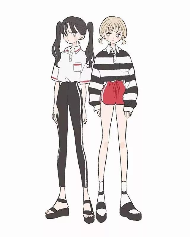 手绘漫画人物的衣服搭配,日系春季搭配手绘漫画