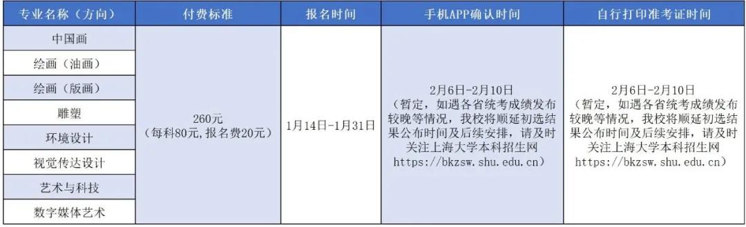 上海大学2021年艺术类本科专业招生简章
