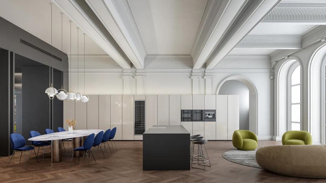 意式轻奢94平米效果图,奢华优雅独特空间