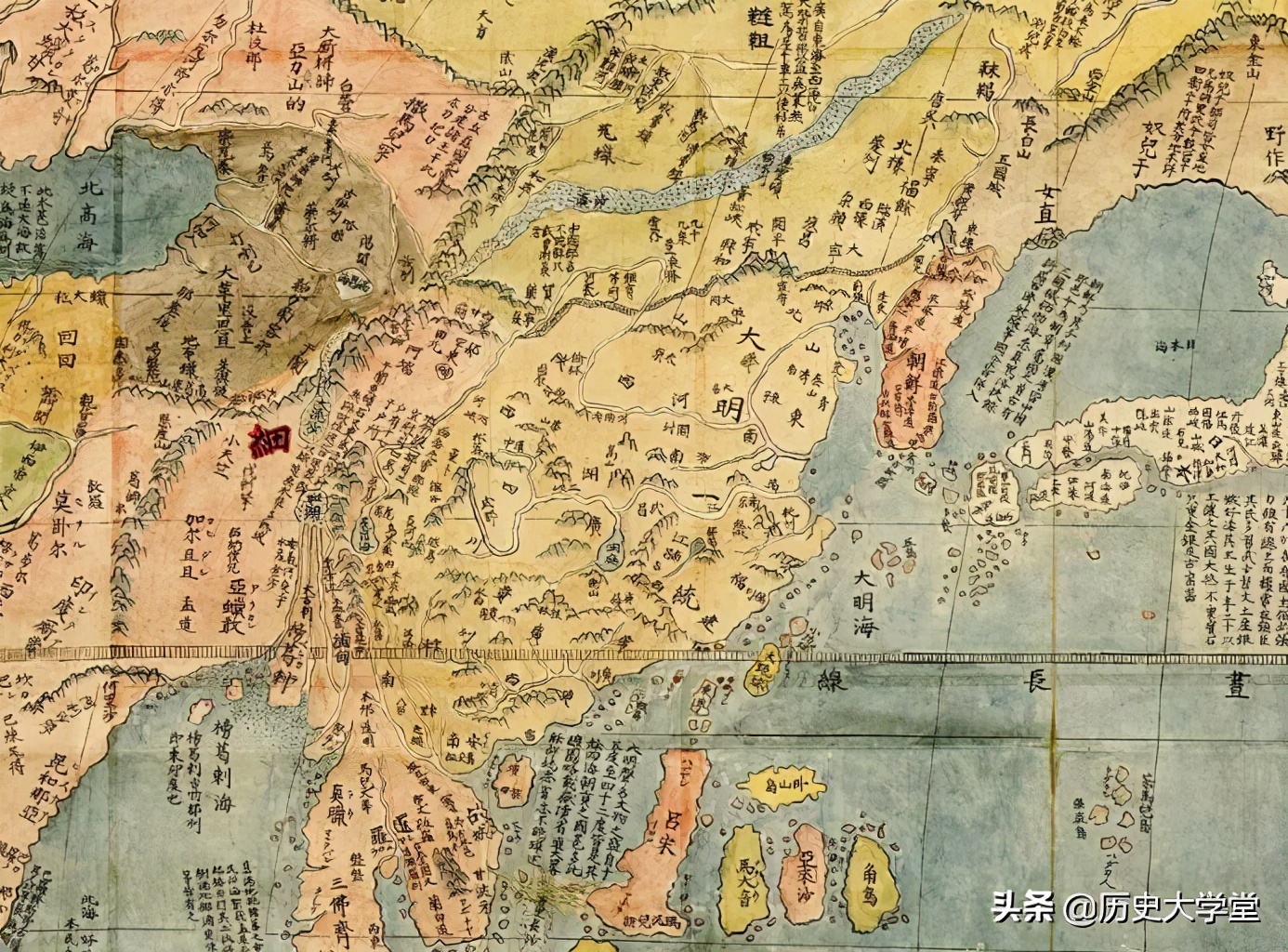 坤舆万国全图明朝有多大,明朝坤舆全图讲解