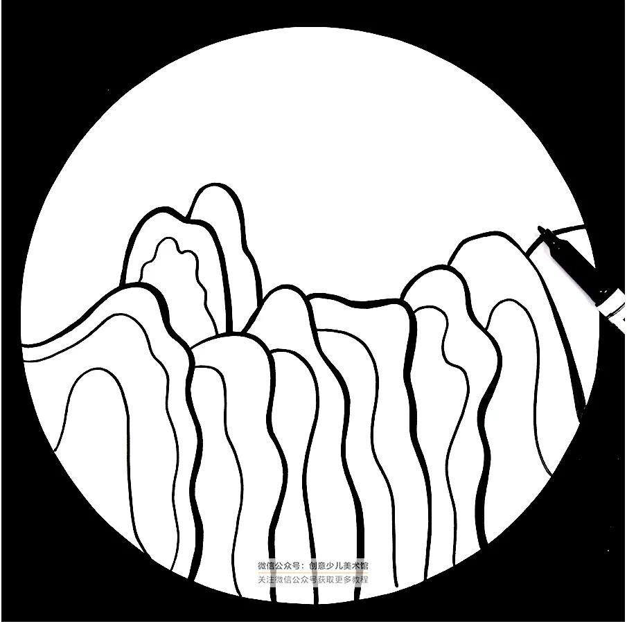 横看成岭侧成峰儿童画,倾斜构图装饰画怎么画