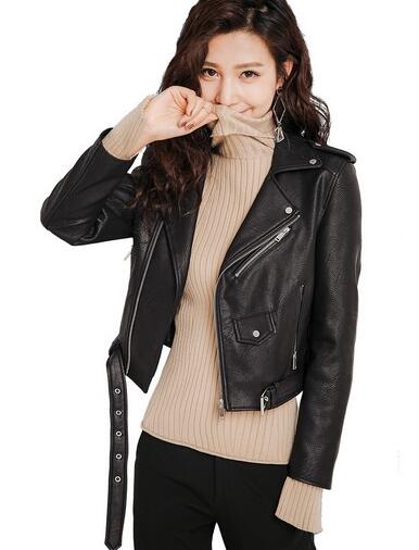 黑色修身机车短款皮衣搭配,短款机车皮衣高级穿搭小个子