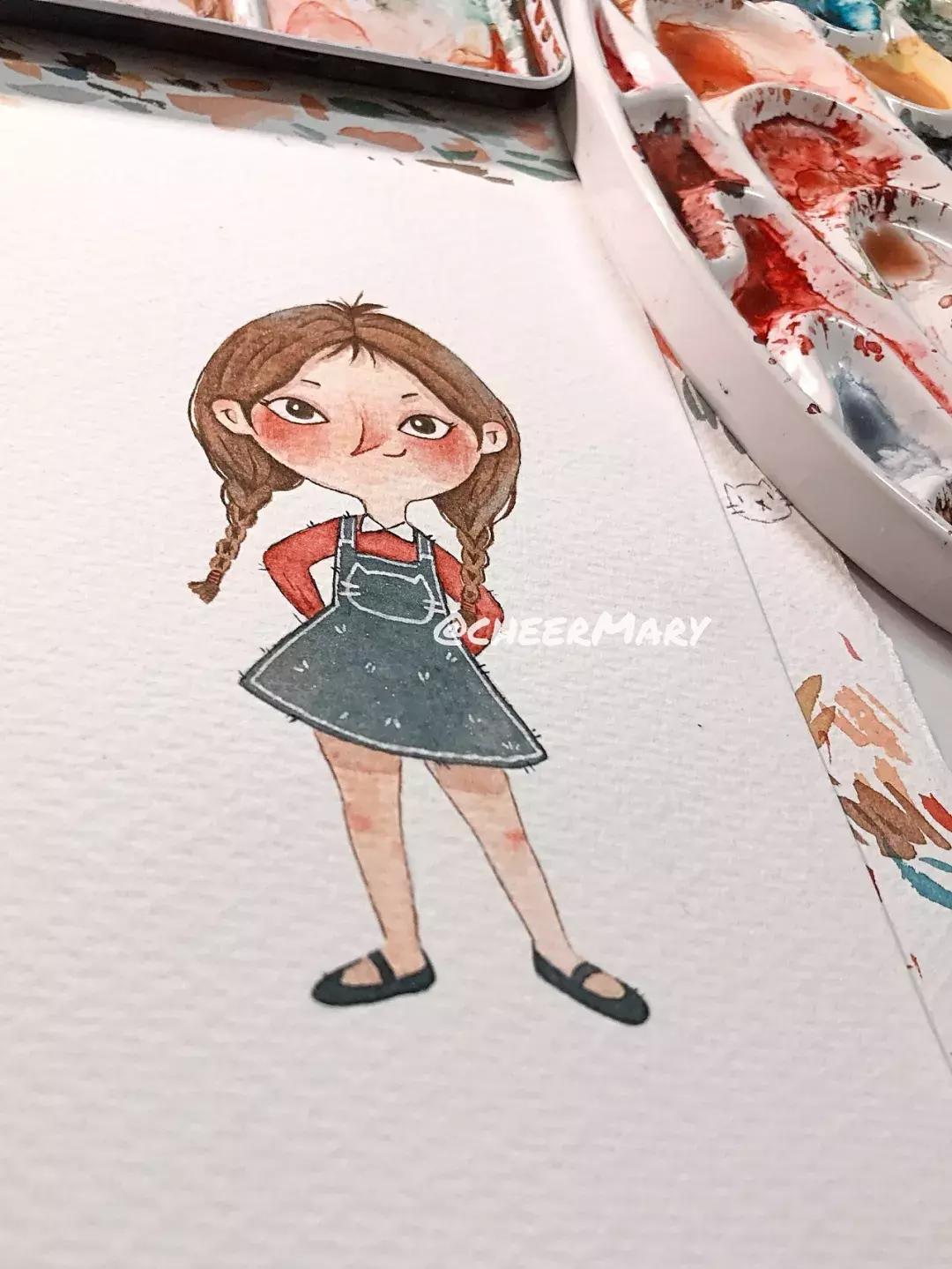 简笔画可爱小人插画,超萌可爱的插画小人