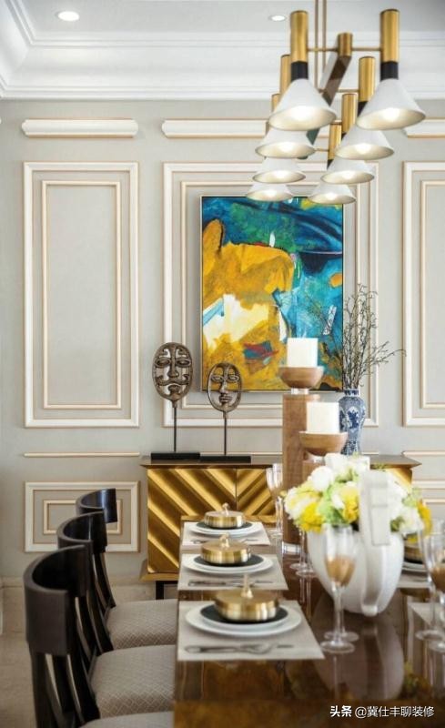 石膏线条天花板装修效果图,简单的石膏线条装修