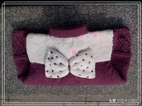 儿童双色小碎花编织教程,女童波点马海毛衣编织