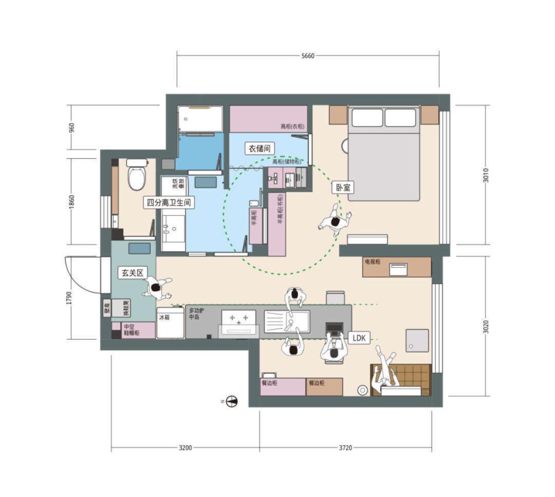上海网红街道,客餐厨卧全打通、实现双动线,救活48㎡日式小户型