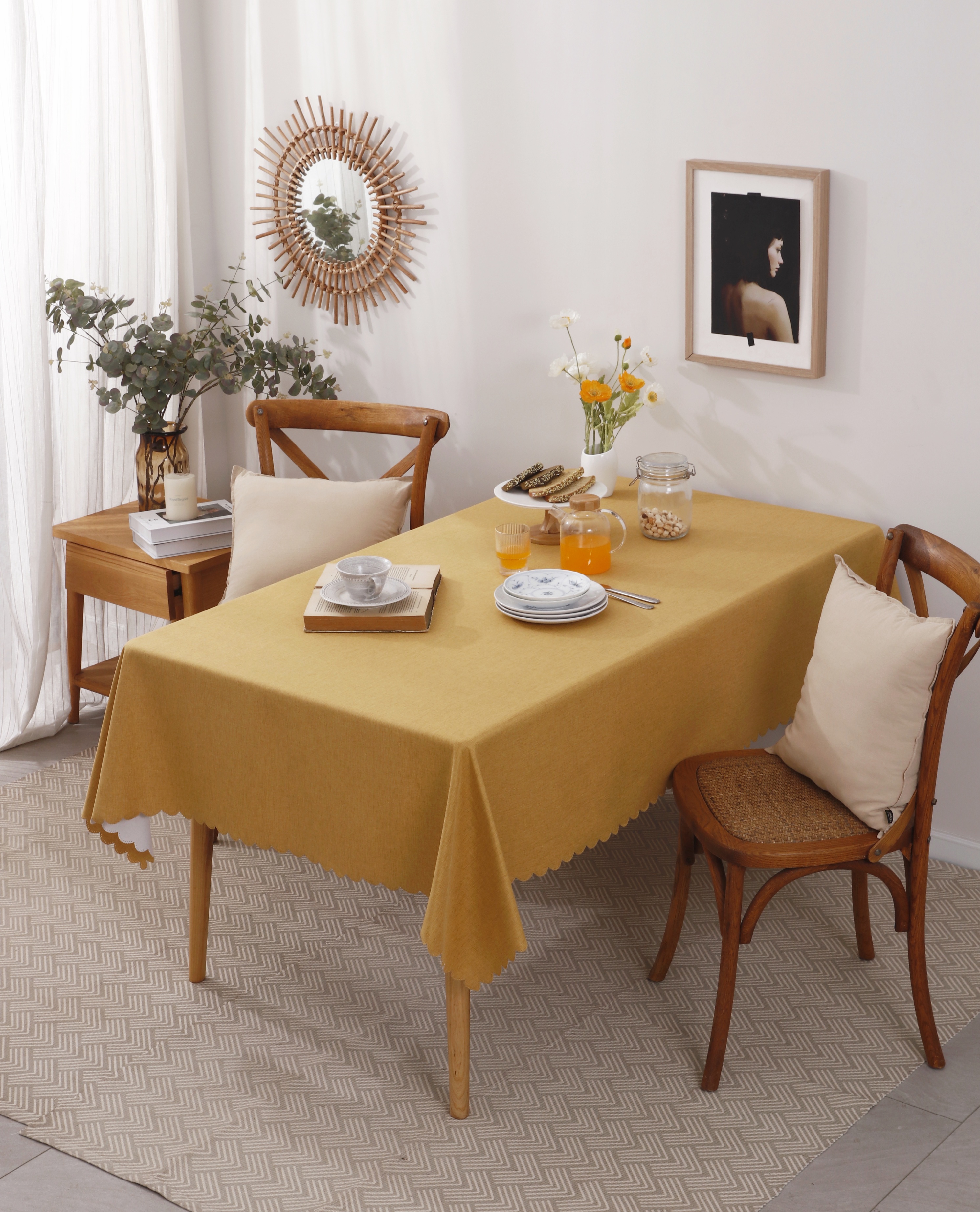 桌布铺在家里精致大气,卧室桌布好看