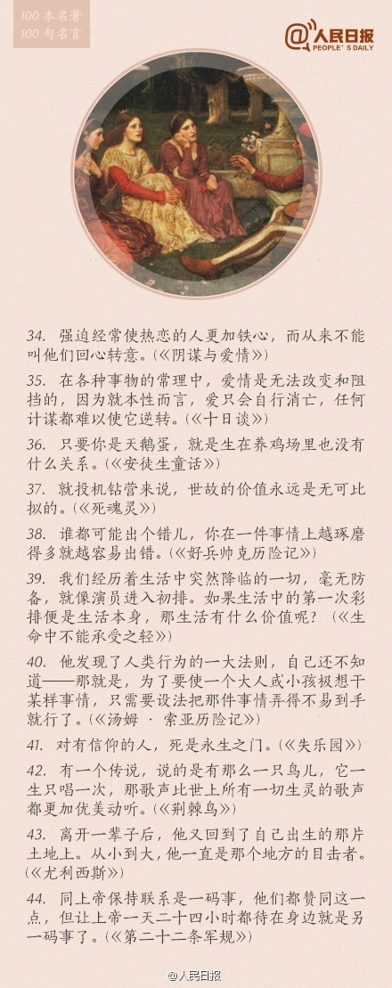 100本名著，100句名言：不能读全书，那就品精华（图片+文字版）