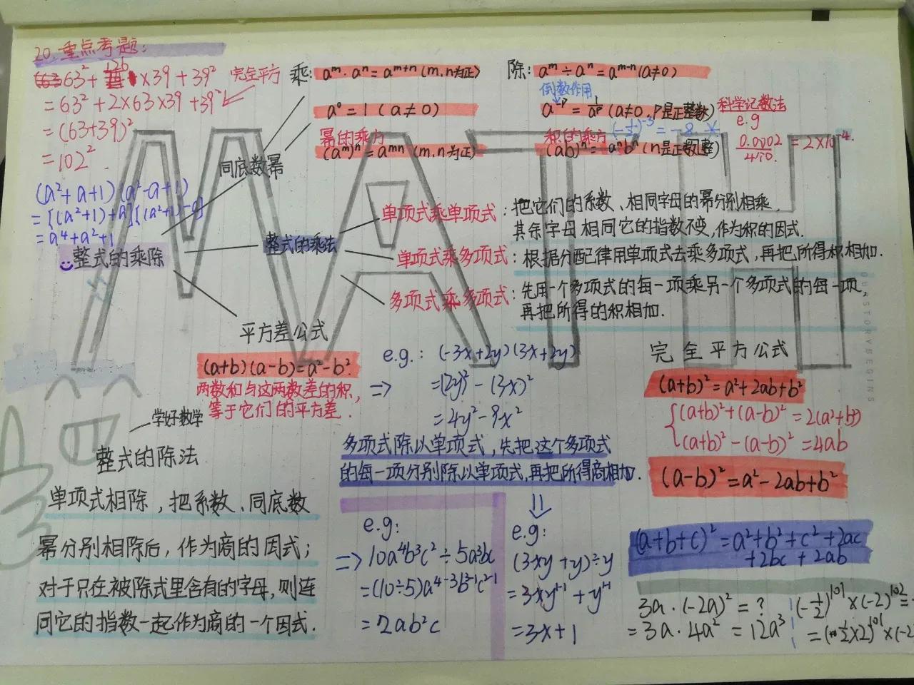 整式的乘法的思维导图,乘法知识点总结思维导图