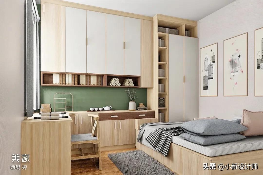 12平榻榻米房间设计带飘窗,小阳台做榻榻米书房装修设计
