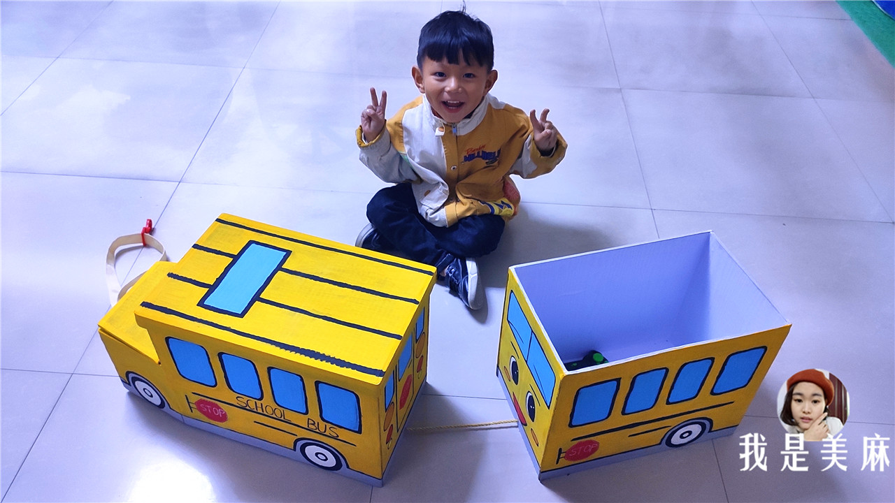 儿童手工制作大全简单小火车,橡皮筋动力纸箱小火车制作