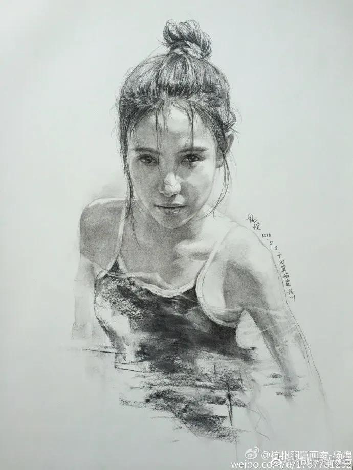 他笔下的女子油画细腻唯美,古典美女画唯美古风素描