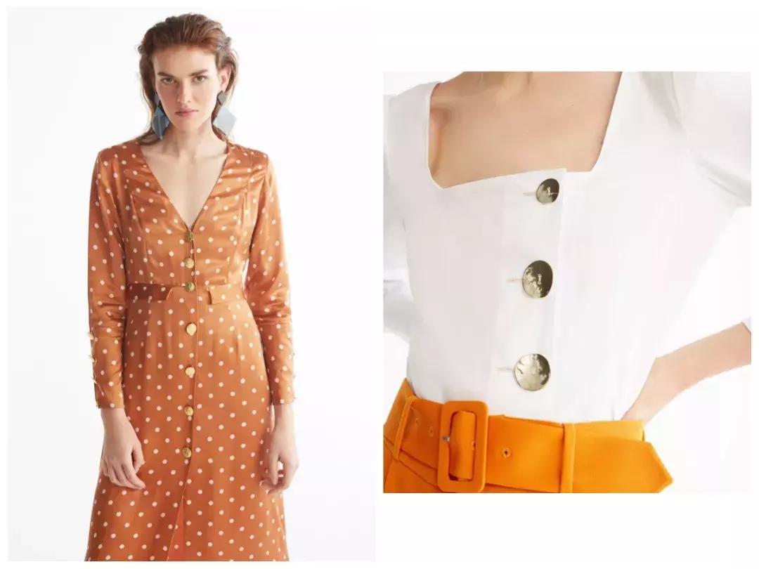 收腰显瘦纽扣,新款高腰多纽扣修身显瘦