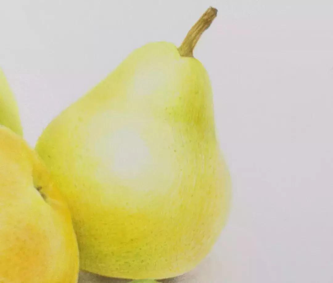 香梨彩铅画,彩铅肉肉的画法