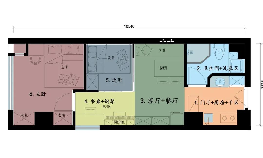 35平米小户型一室改两室,长方形43平小户型改两室