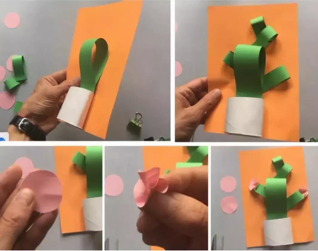 手工卡纸仙人掌盆栽幼儿园,仙人掌手工制作卡纸立体小学生