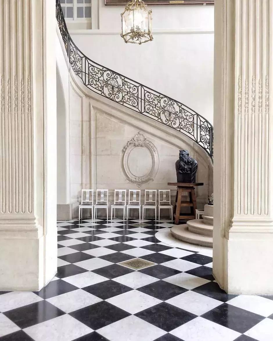 黑白格瓷砖法式,瓷砖黑白风格