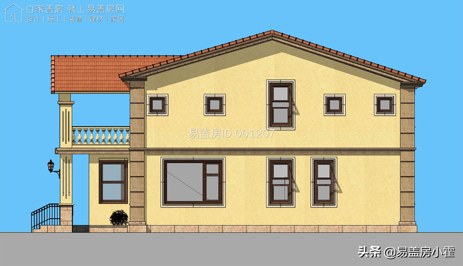 农村自建房2层欧式别墅设计,面宽10米欧式风格二层小别墅