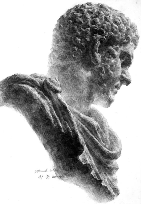素描石膏像写生作品,素描石膏像面部刻画