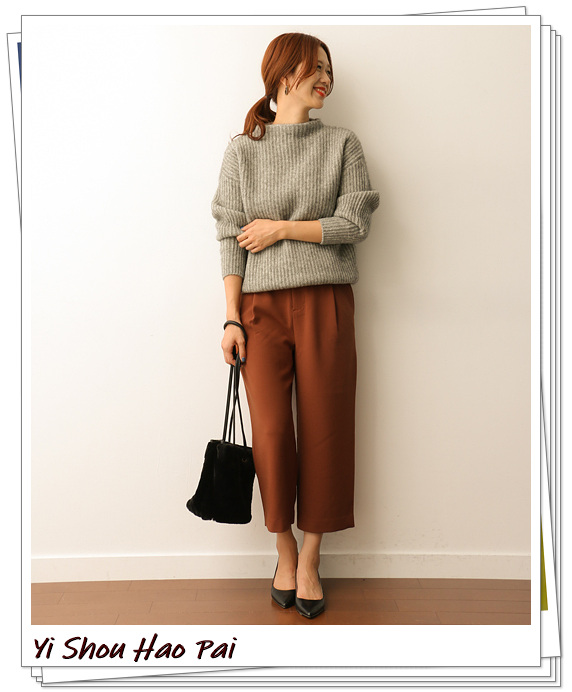 到脚踝的阔腿裤子搭配什么鞋子,米白九分阔腿裤如何搭配上衣