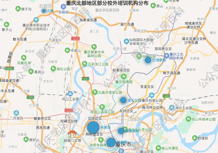 重庆北部地区部分校外培训机构分布