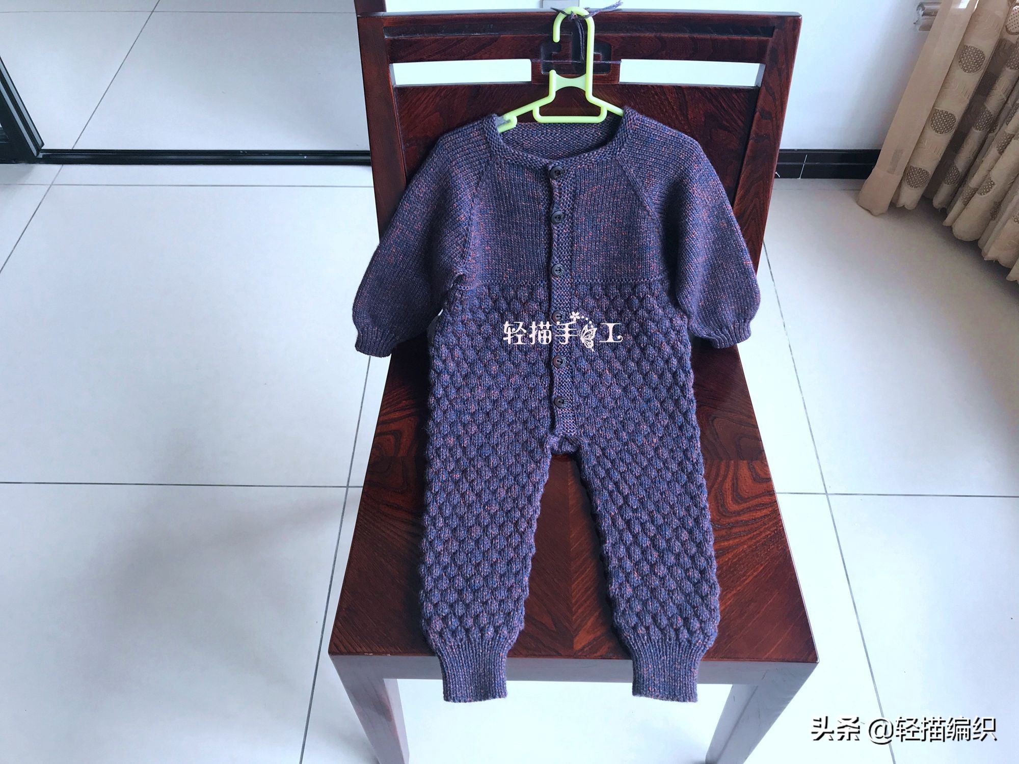 宝宝连体衣从上往下的编织方法,从上往下织连体毛衣编织教程