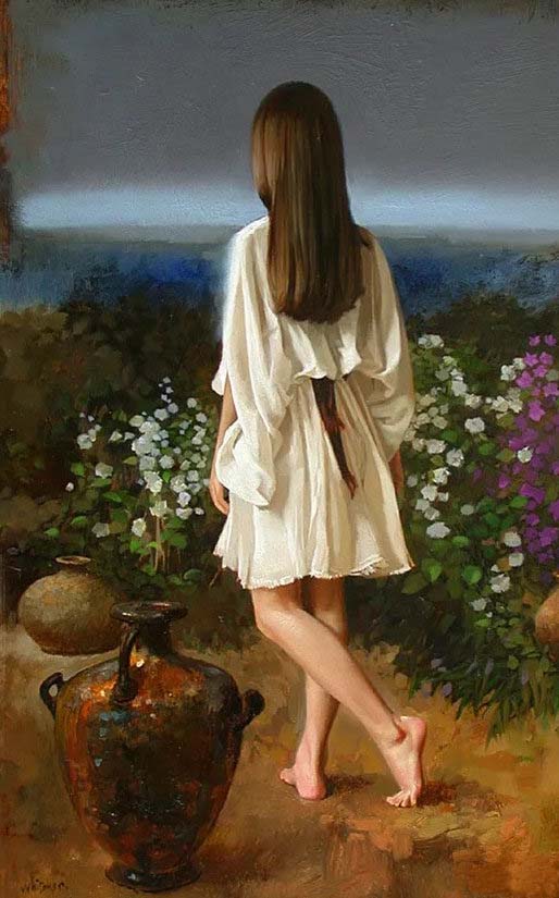 外国近代女油画,现代油画女人照片