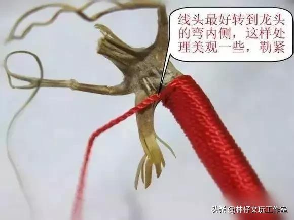 文玩葫芦龙头红线怎么缠,葫芦龙头红绳拴法教程