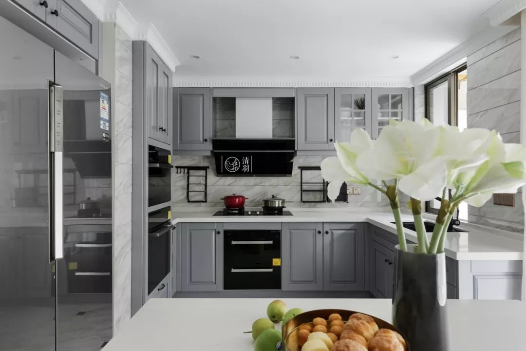 厨房橱柜门新中式款式和颜色,橱柜门颜色香芋色