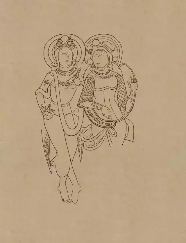 敦煌画线稿描摹,敦煌壁画白描勾线教程