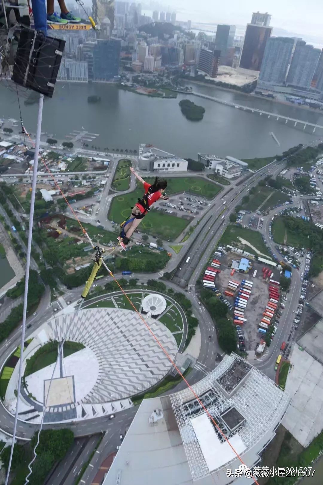 澳门233米高空真实蹦极,澳门旅游塔蹦极跳最高多少米