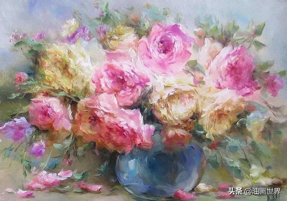这画家绝对拥有绘画的魔力，把花束画得如此之美