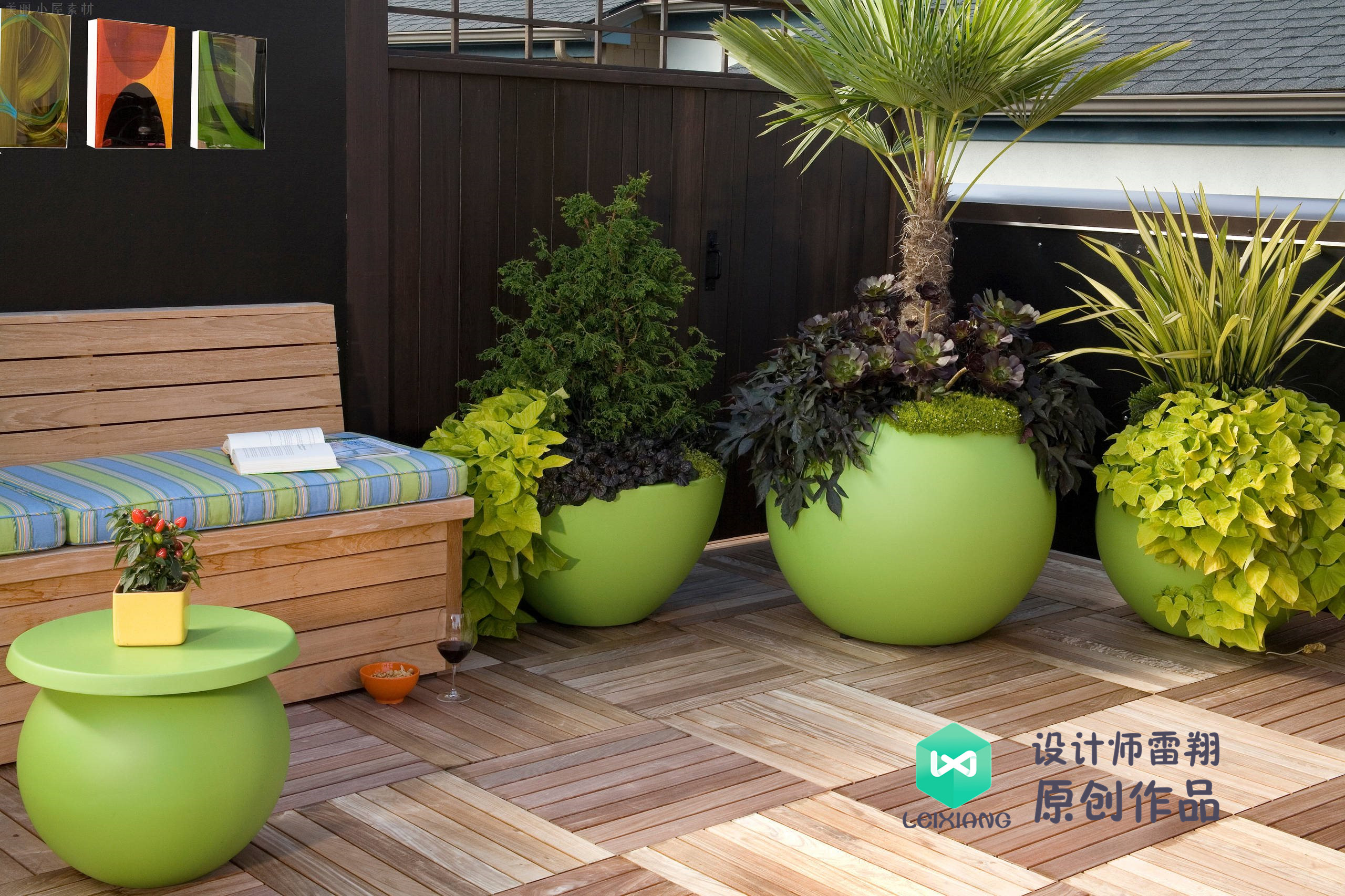 庭院防腐木颜色搭配效果图,庭院怎么铺装防腐木