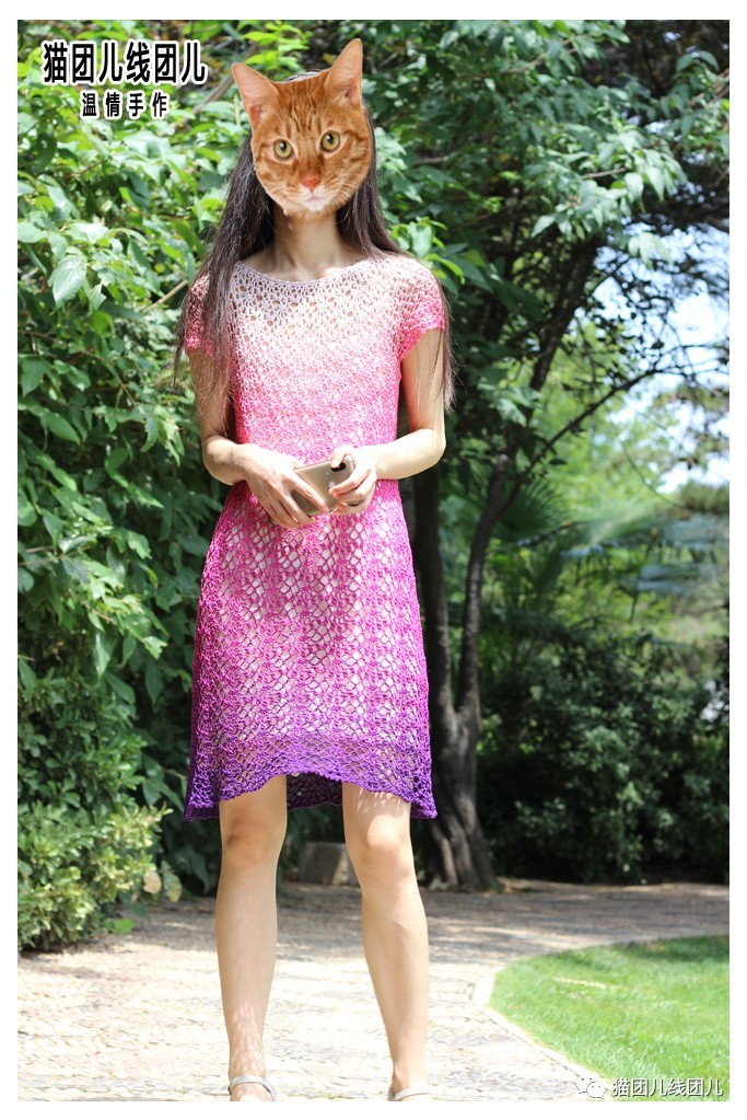 渐变钩裙,钩针绿意裙