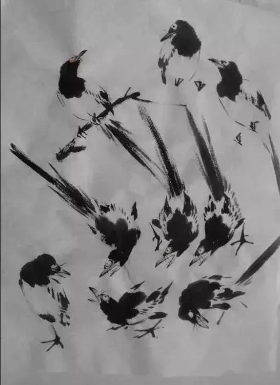 写意花鸟配景石的画法,干货写意花鸟类的画法