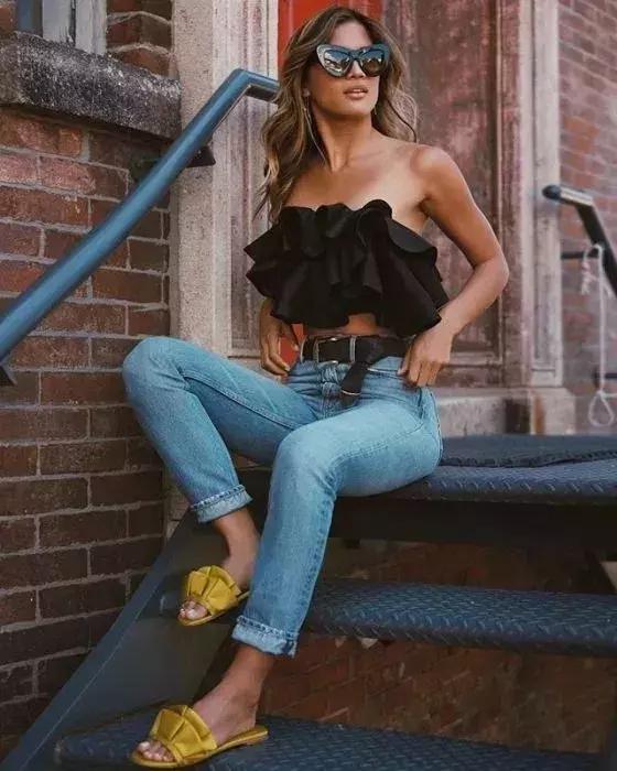 牛仔裤平底鞋穿搭时尚女装,牛仔裤平底鞋搭配视频